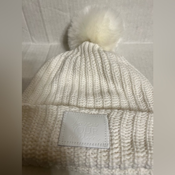 Love Your Melon 100% Cotton White Pom Beanie Adult All White with White Pom M7. main image 13